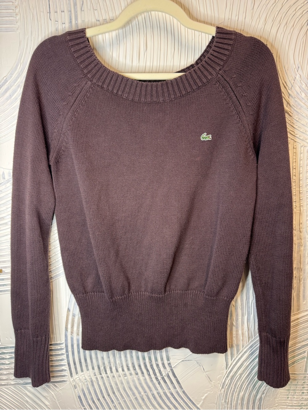 Lacoste Women’s Dark Brown Scoop Neck Pullover Sweater size M/L